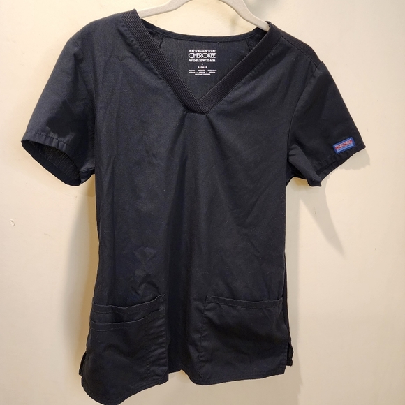CHEROKEE Women's Black Scrub top size S - Picture 7 of 9